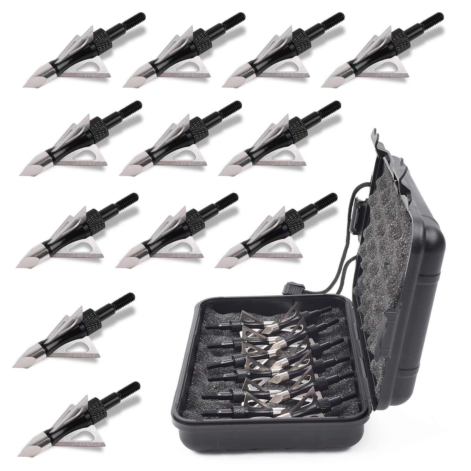 NIKA ARCHERY 12pcs Punte di Freccia da 100 grani per frecce da Caccia con Balestra per Arco da tiro con L'Arco Adulti con Scatola di immagazzinaggio
