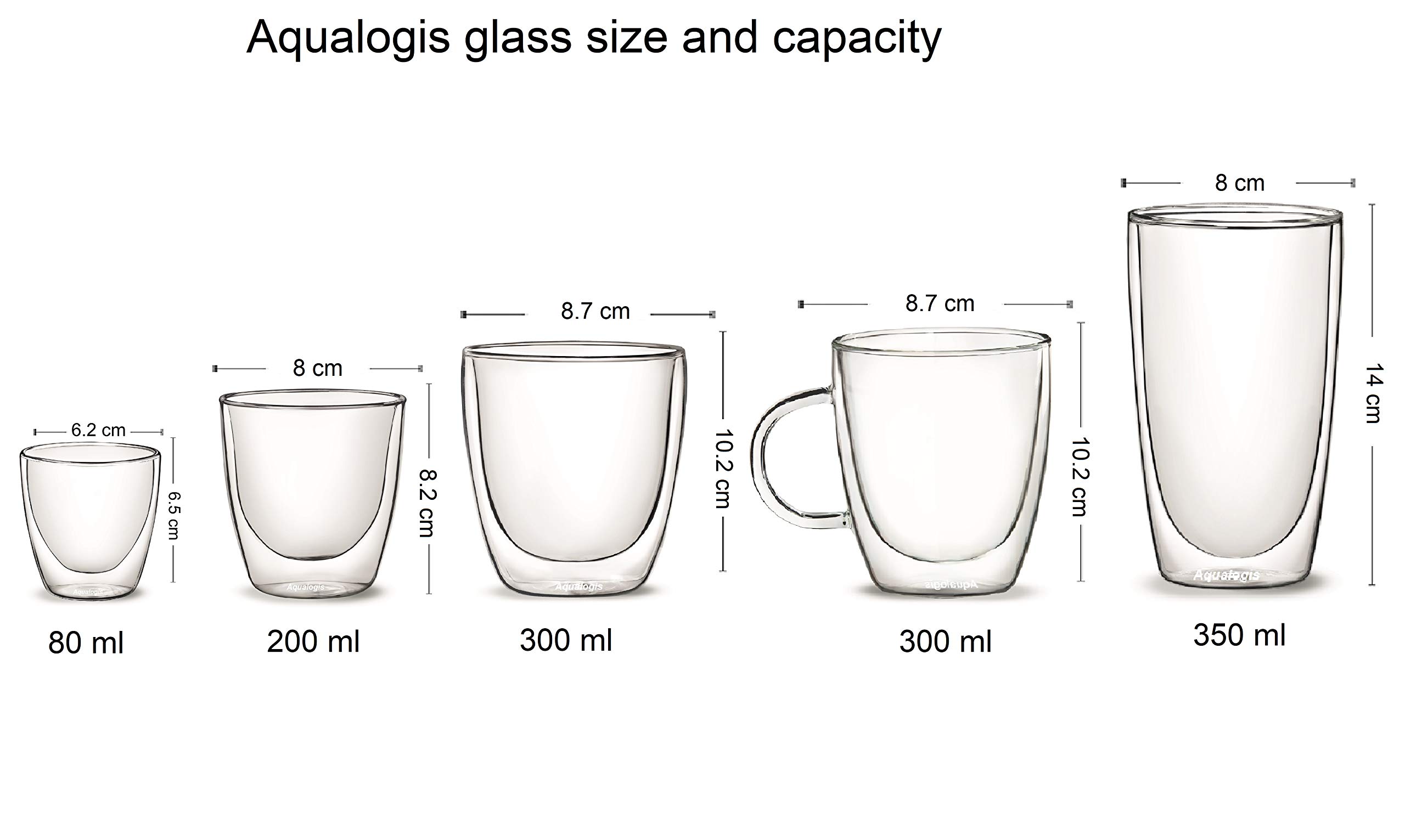 Aqualogis – Set Di 2 Bicchieri Termici In Vetro Da 80ml Per Espresso – Doppia Parete Isolante, Idea Regalo - 3