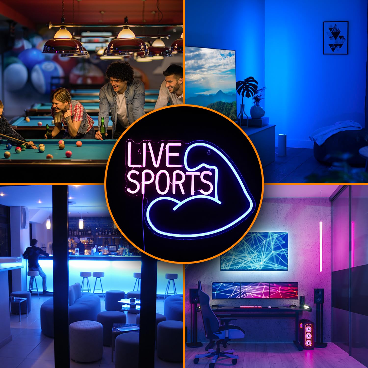 Insegna Al Neon LED Running | Dimmerabile, USB | Decorazione Sportiva Per Camera, Palestra, Man Cave | Blu E Rosso