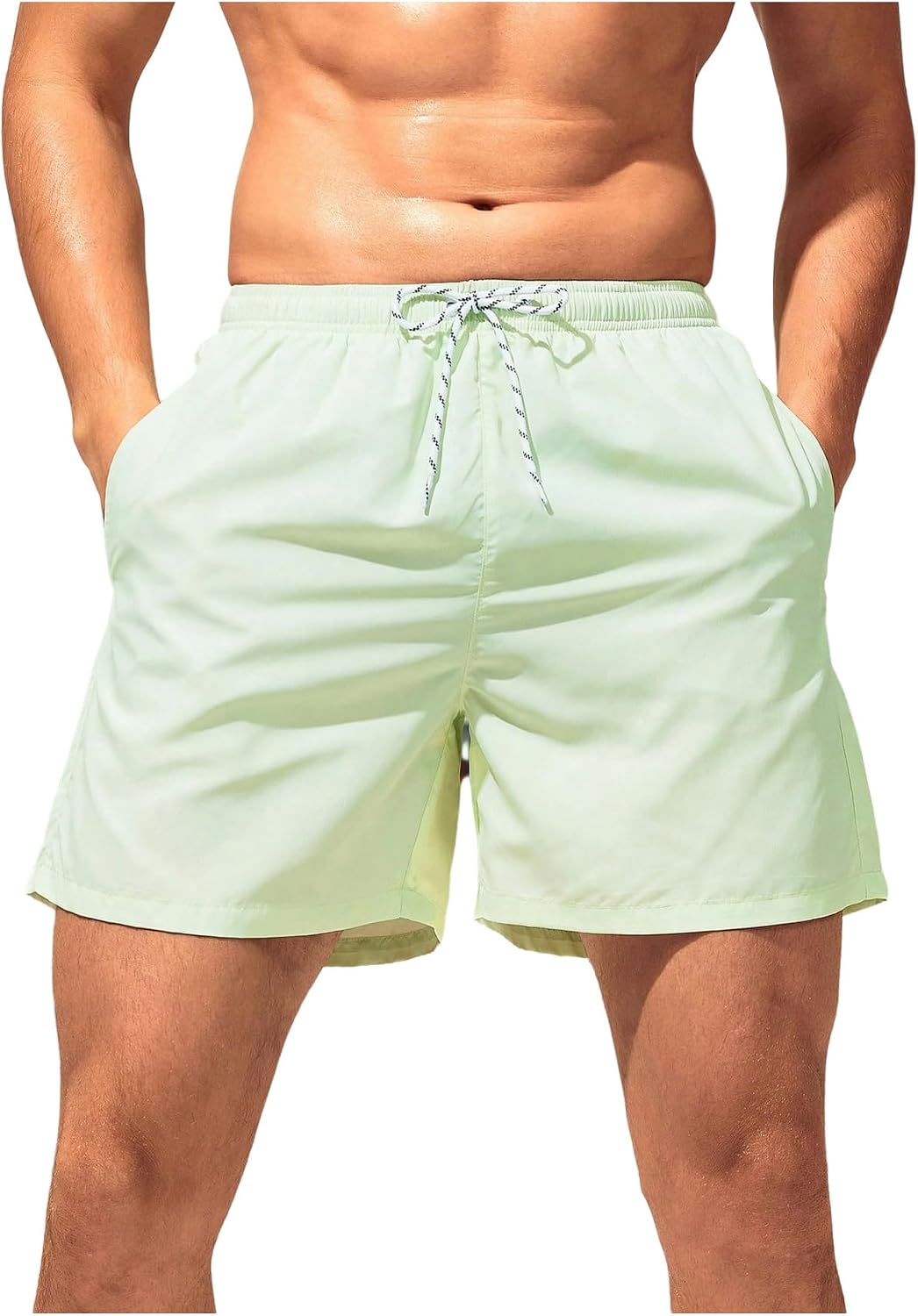 SHENHE Men's Swim Trunks Drawstring Waist Quick Dry Board Shorts Beachwear Bathing Summer with Pockets
