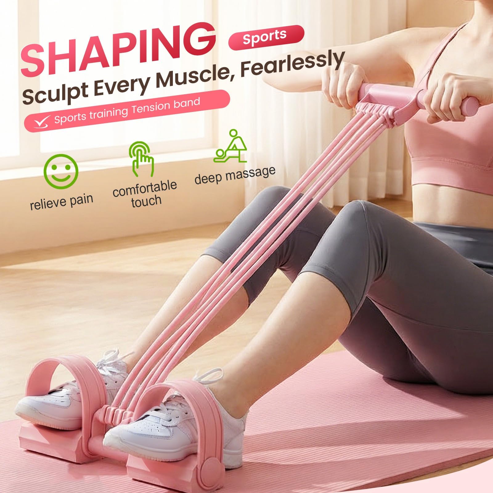 Widerstandsbänder, 2026 Neu Widerstandsband mit Griff Fußzugband 8 Röhren Resistance Bands, Fitnessband Ganzkörpertrainer 3 in 1 Multifunktions Expander für Leg Exerciser Fitness Yoga