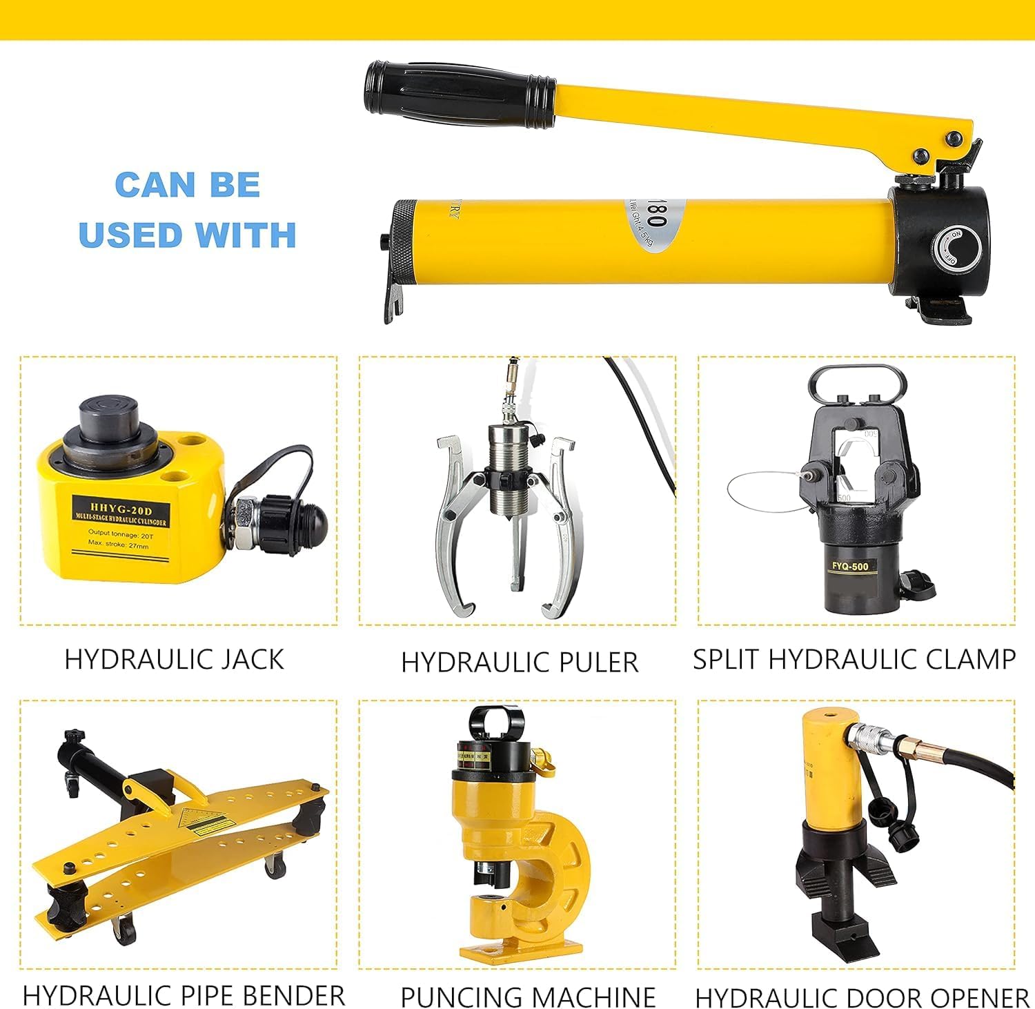 Produktbild von Hydraulik-Handpumpe CP-180 350CC – 70 MPa, 10T Wagenheber, 1m Schlauch – Tragbar & Robust