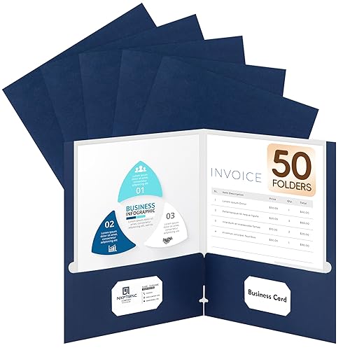 50 Packs Two Pocket Folders,Two Pocket File Folders with Business