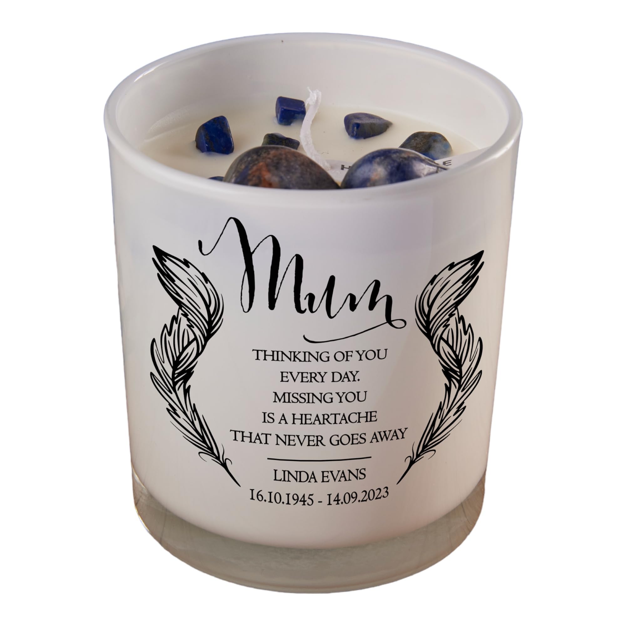 Beautiful Embellished Mum Memorial Remembrance Personalised Candle Gift (Sea Breeze)