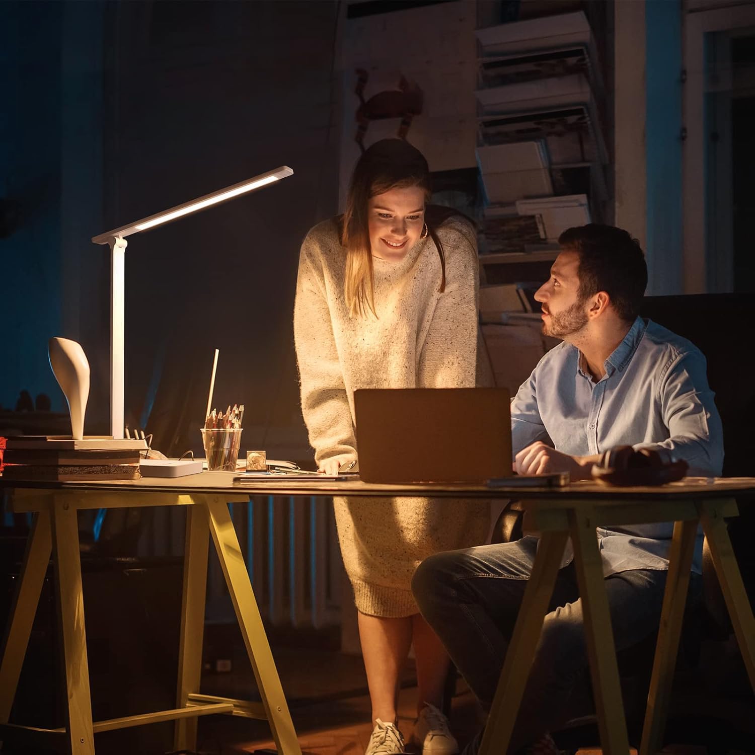 Lámpara Escritorio Lampara Lectura Cuidado Ocular, Lampara de Mesa Lámpara de Escritorio LED control táctil 3 Modos,3 Niveles de Brillo 180° flexo escritorio para Leer,Oficina,Estudiar, Relajamiento