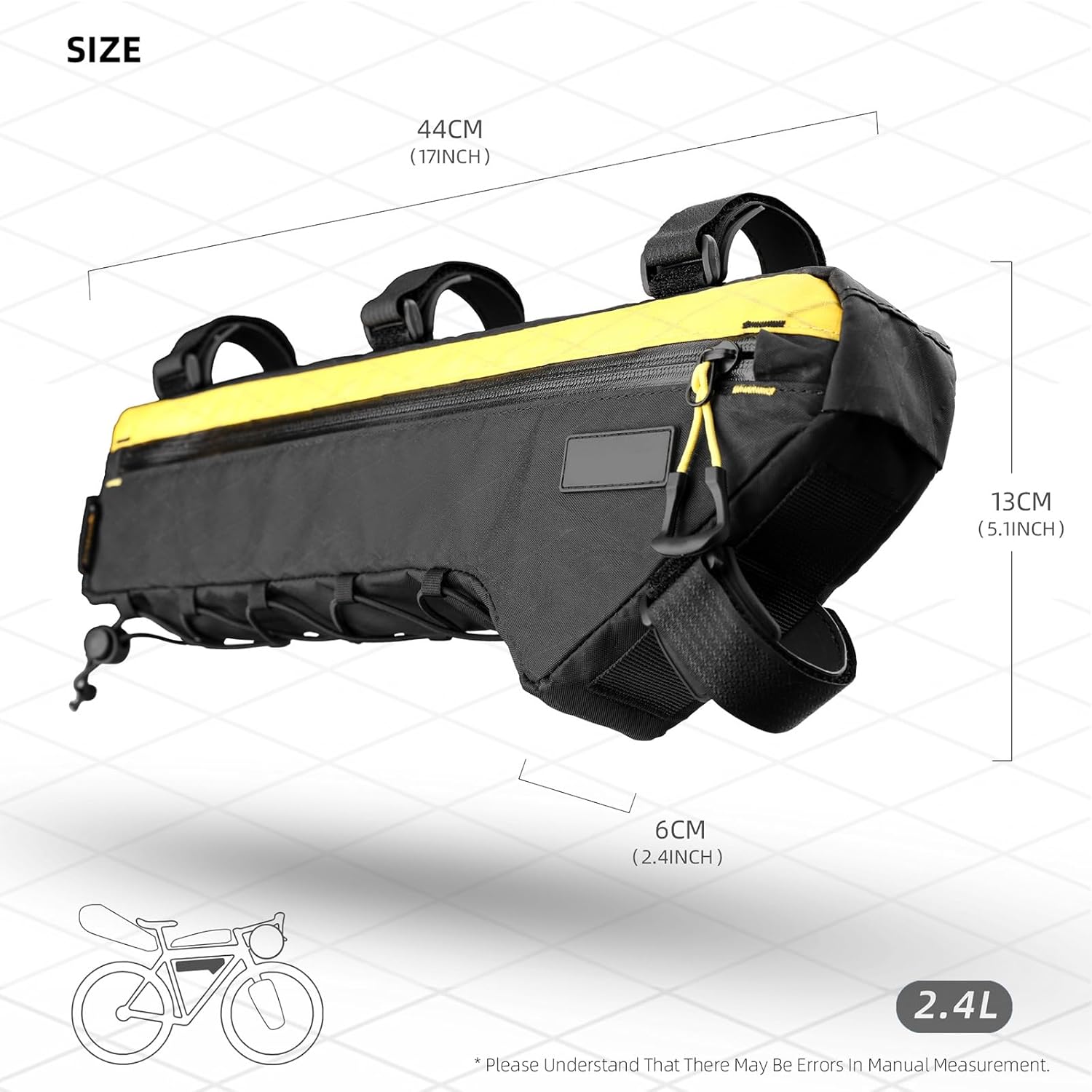 Bike Frame Bag Waterproof Bike Under Tube Bag, Extra Long Cycling Accessories for Mountain Road Bike(White)
