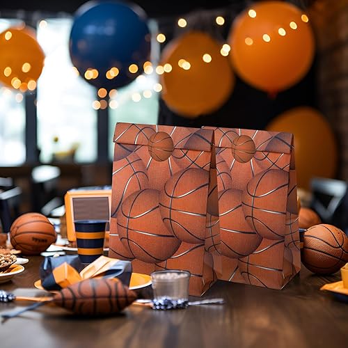 Miniatura 5 de Outego 24 bolsas de baloncesto con calcomanías, bolsas de regalos de baloncesto, regalos de fiesta de baloncesto para niños, suministros de fiesta