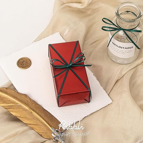 Miniatura 2 de Ribbli Cinta de satén verde cazador de 18 pulgadas x 100 yardas, cinta fina verde oscuro de doble cara para tarjetas de invitación de boda,