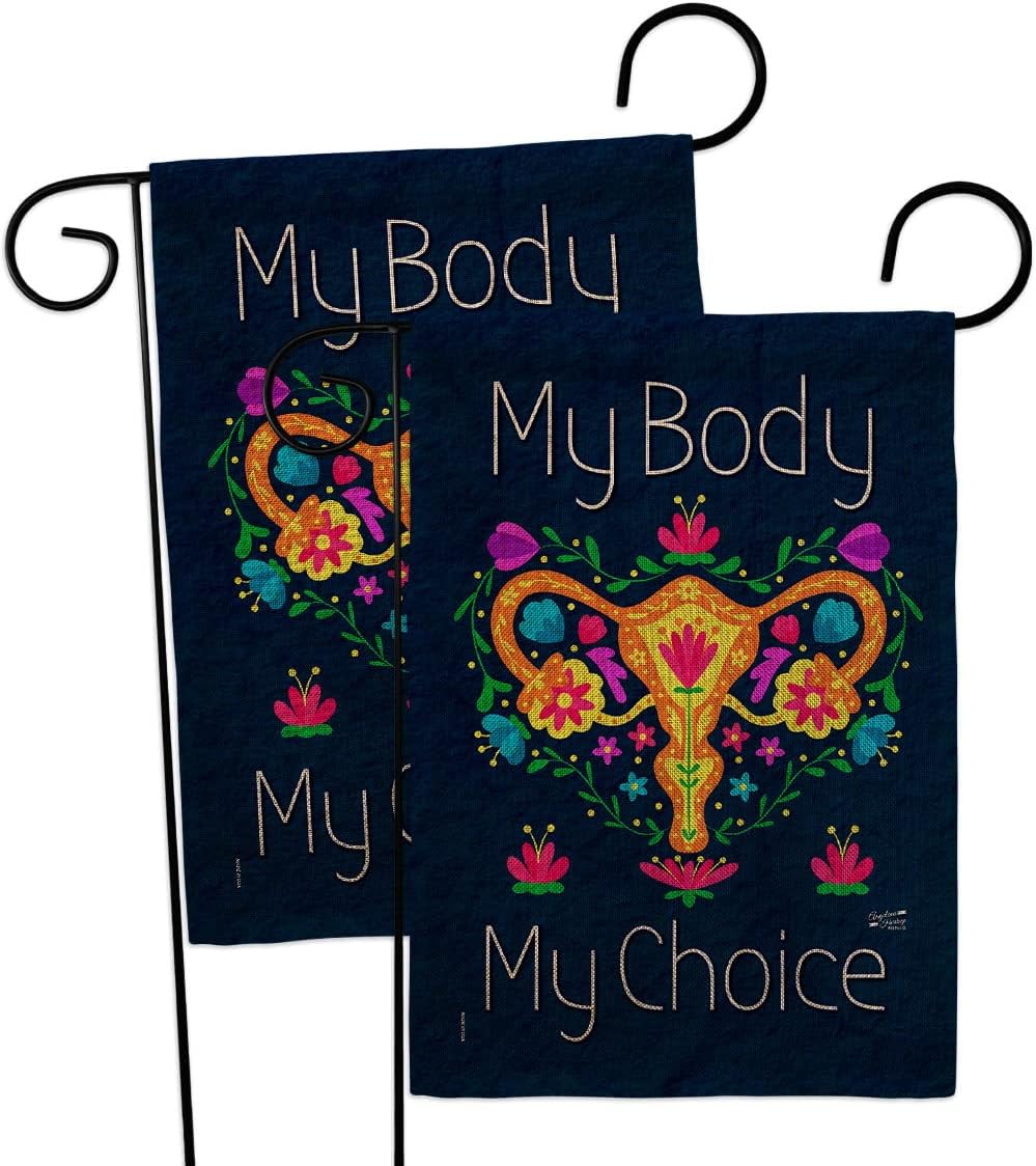 My Body Choice Garden Flag 2pcs Pack Support Feminism Social Feminist Movements Gender Equality House Decoration Banner Small Yard Gift Double-Sided, Made in USA