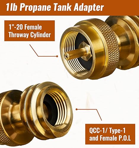 Miniatura 2 de Adaptador de tanque de propano de 1 libra, convertidor de latón macizo de 20 libras a 1 libra, adaptador de propano de 1 libra para cilindro
