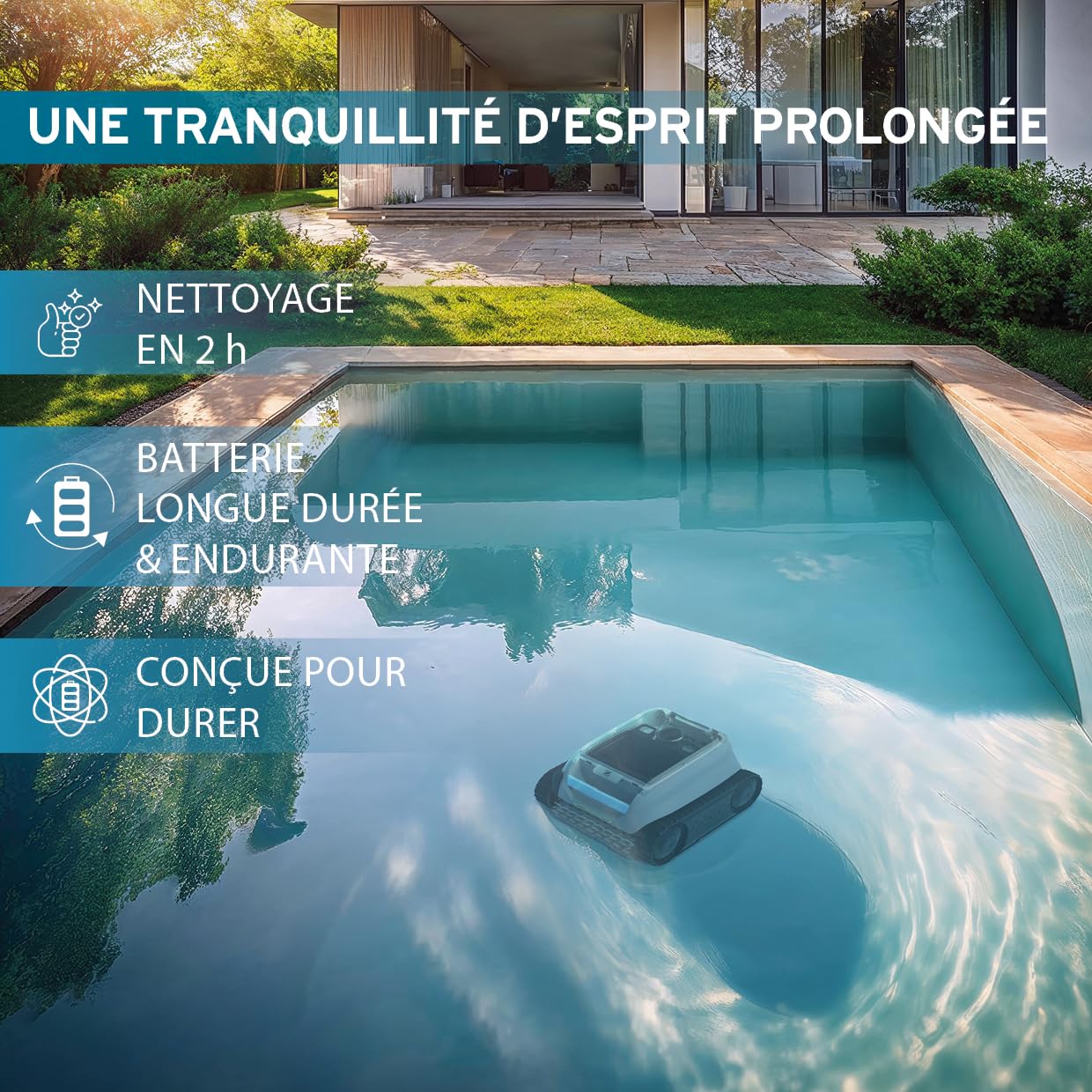Zodiac Freedom OF42 IQ. Robot Nettoyeur de Fond sans Câble. Piscines jusqu'à 50m²