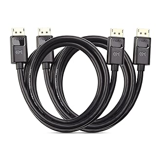 Cable Matters 2-Pack 4K DisplayPort to DisplayPort Cable, Computer Monitor Cable 6 ft, 4K@60Hz, 2K@144Hz, Display Cable, Male to Male Display Port Cable, Gold-Plated DP to DP Cable, 6 Feet