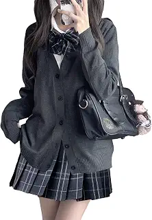 制服 女子高生 スクールカーディガン スカート シャツ 蝶結び 4点セット ニット 学生服 通学 コスプレ 学園祭 文化祭 仮装 コスチューム