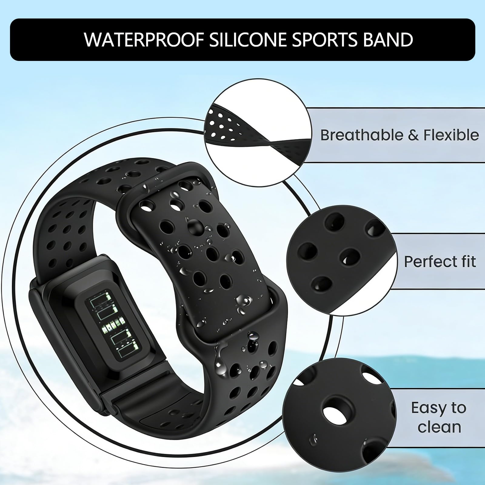 Bracelet en silicone pour 5.0 - Bracelet de rechange à dégagement rapide - Résistant à la transpiration - Respirant