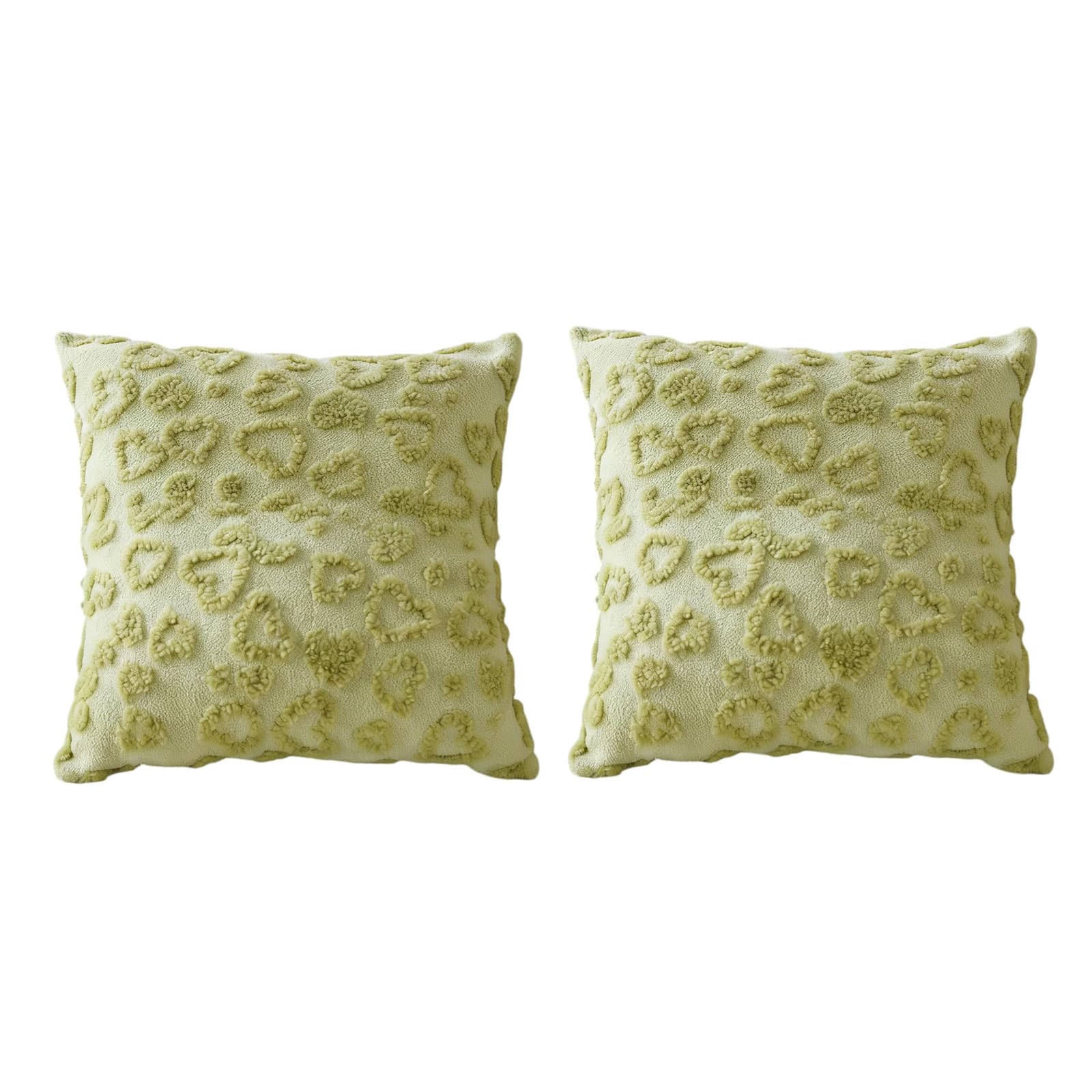 Nucelit 2 Fleece Velutinous Decorative Accent Pillow Protectors with Textured Heart Embroidery Decorative Heart Pillow