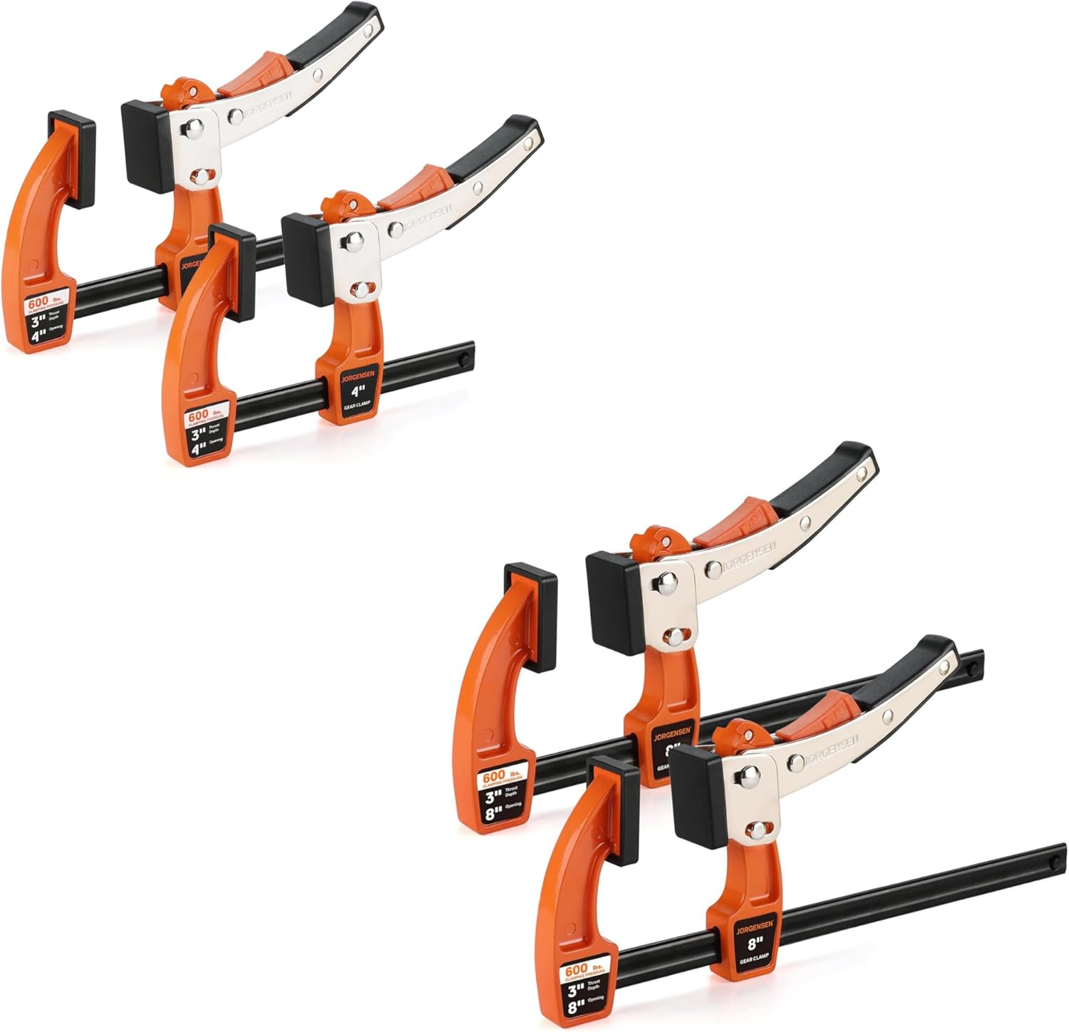 Jorgensen 2PC 4-inch Bar Clamp Set and 2PC 4-inch Bar Clamp Set