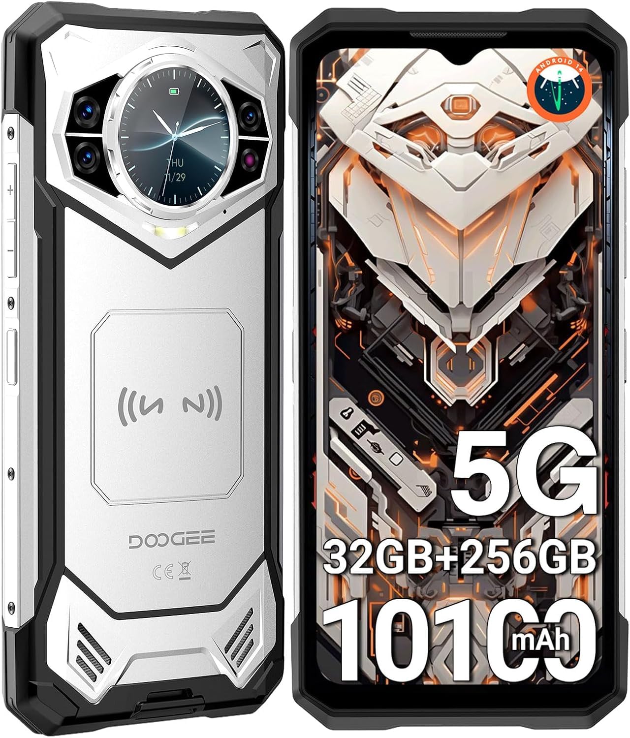 DOOGEE S200 Rugged Smartphone 5G, 32GB+256GB, 10100mAh Telefono Indistruttibile, 6.72”FHD 120 Hz Cellulare Indistruttibile Android 14, 100 MP,1.32" Rear Schermo,Fingerprint/Face ID/NFC/WiFi6/IP68/GPS