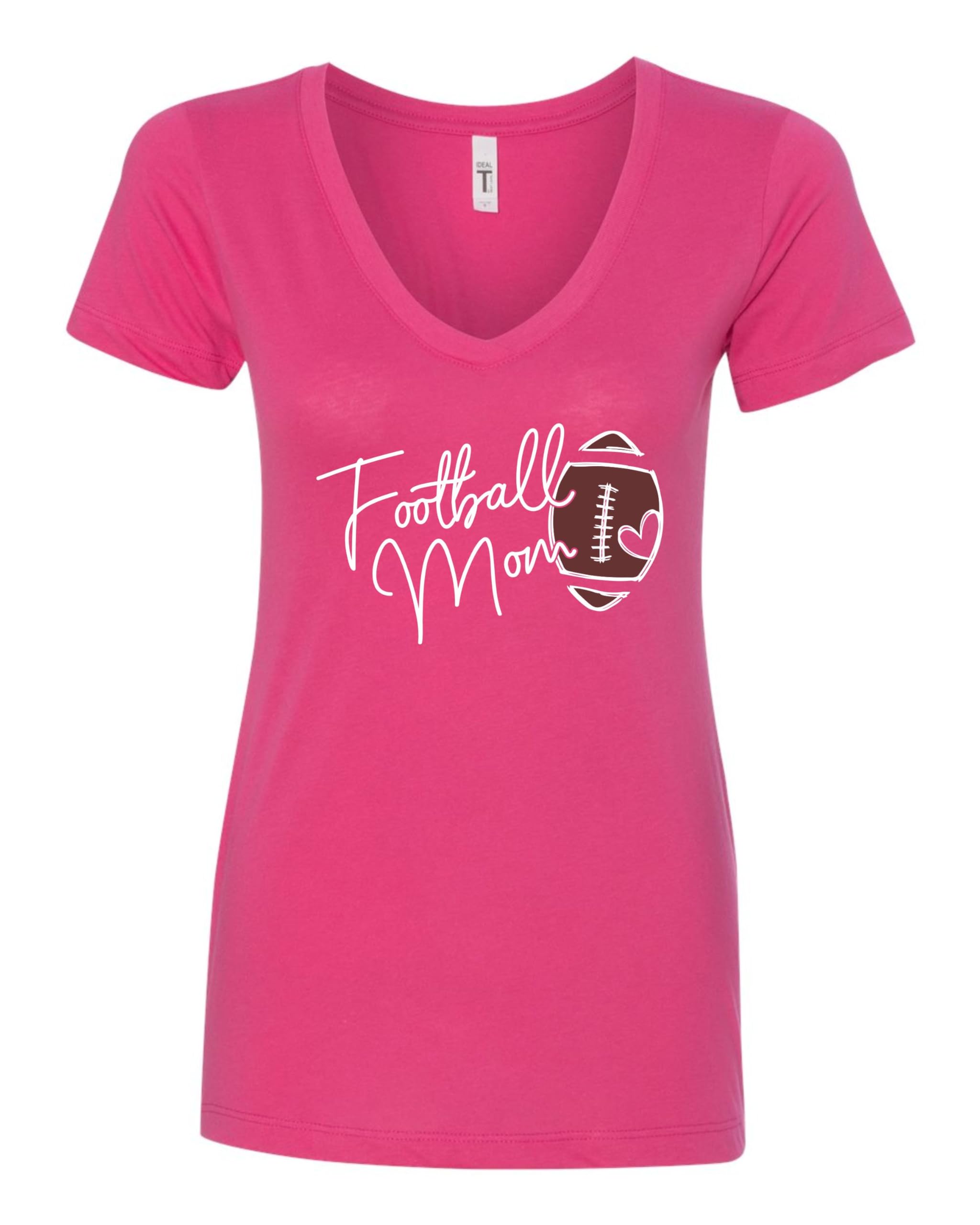 Go All Out Cute Script Football Mom Game Day Women V Neck T-Shirt