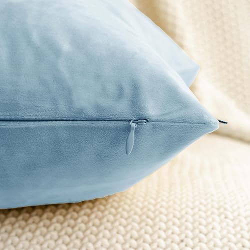 Miniatura 4 de HWY 50 fundas de almohada decorativas de terciopelo sólido para sofá, sala de estar., Terciopelo, Azul claro, 18x18 pulgadass