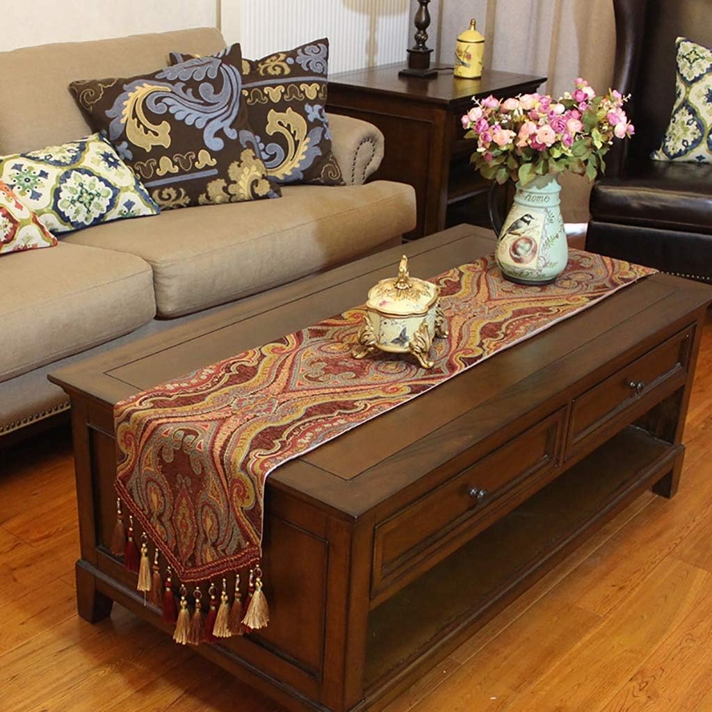 Handmade Simple Table Runners Multi Size Modern Jacquard Flowers Fringe Table Runner Kitchen Home Table Cloth Decorative Luxurious Linen Cotton Linen EmbroideRood 3D Floral Pattern Table Runner