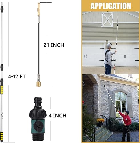 Miniatura 5 de POOPLE Varita de lavadora de alta presión para manguera de jardín con boquilla de chorro, herramientas de pulverización Hydro Jet Power para lavado