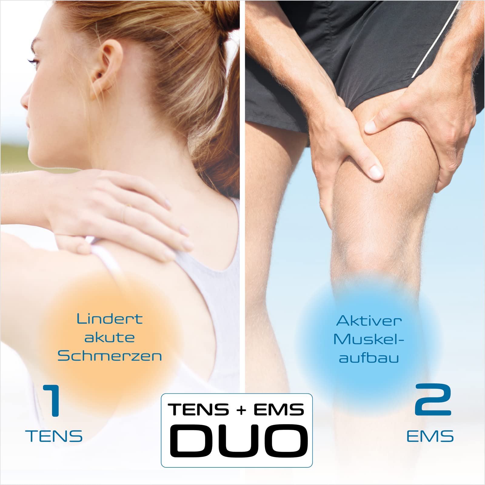 prorelax TENS/EMS Duo | Aparato de electroestimulación | 2 terapias con un solo aparato | Terapia natural para el dolor crónico y la musculación
