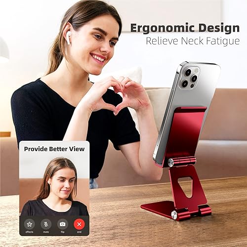 Miniatura 6 de TOPGO Soporte para teléfono celular, [estable y ajustable en altura] Soporte plegable para teléfono celular para escritorio, escritorio de oficina,