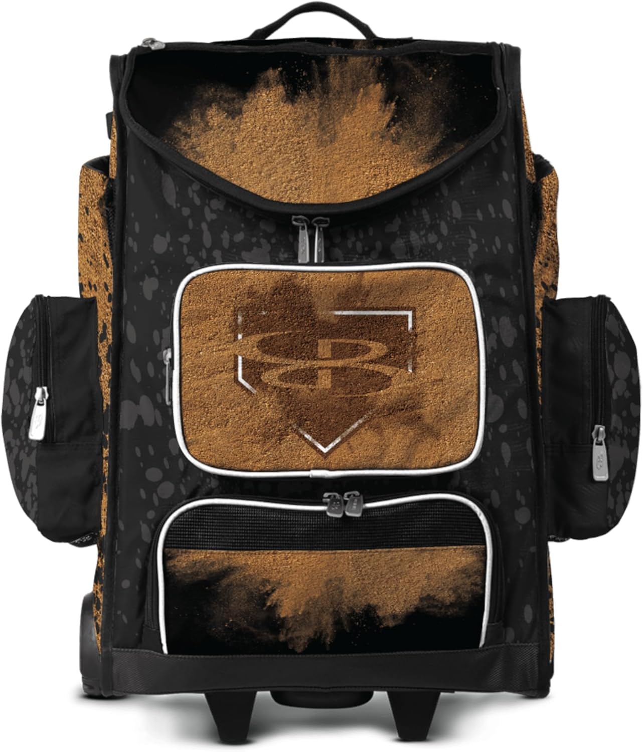 Boombah Ultrapack Hybrid Rolling Bat Bag - Wheeled & Backpack Version - Baseball Homeplate Black/White