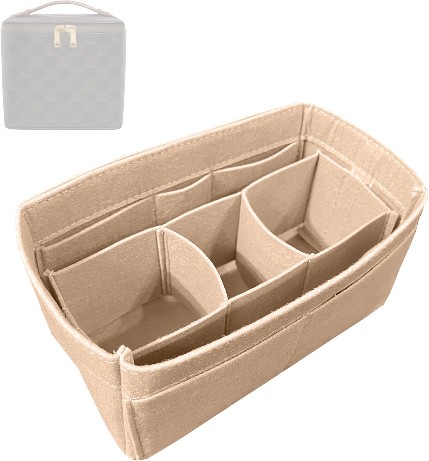 Divitize Premium Purse Organizer compatible with Celine Square Vanity Case Bag Insert — Perfect Fit, Full Coverage, Durable Quality Felt, 24+ Shades (Lightcoffee, for Square Vanity)