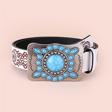 Amazon | [FiTgs] 女性の革のウエストベルト ボヘミアンブルー