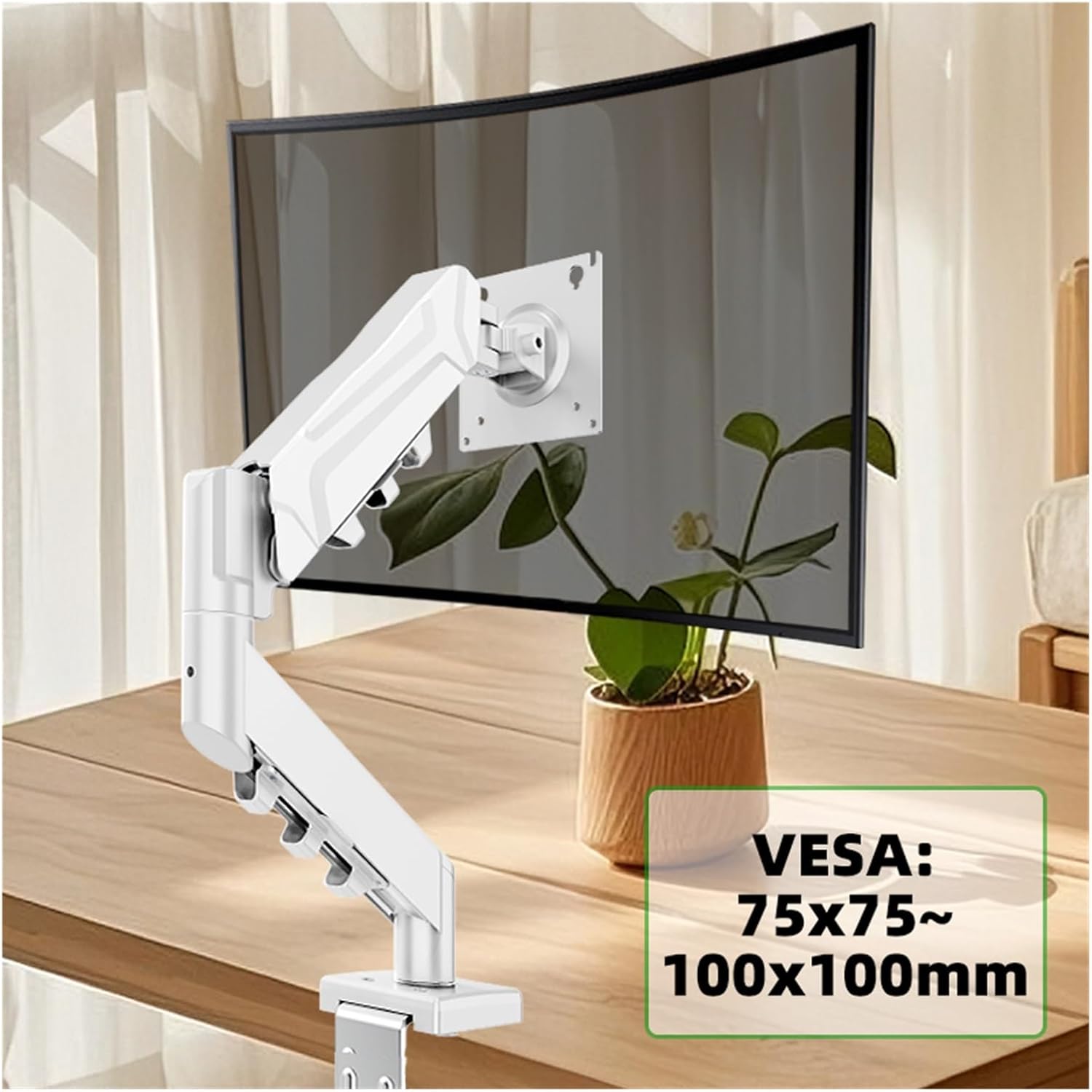 Hovering robotic arm bracket suitable for 13-32 inch computer screen monitor gas spring desktop clamp(Black)