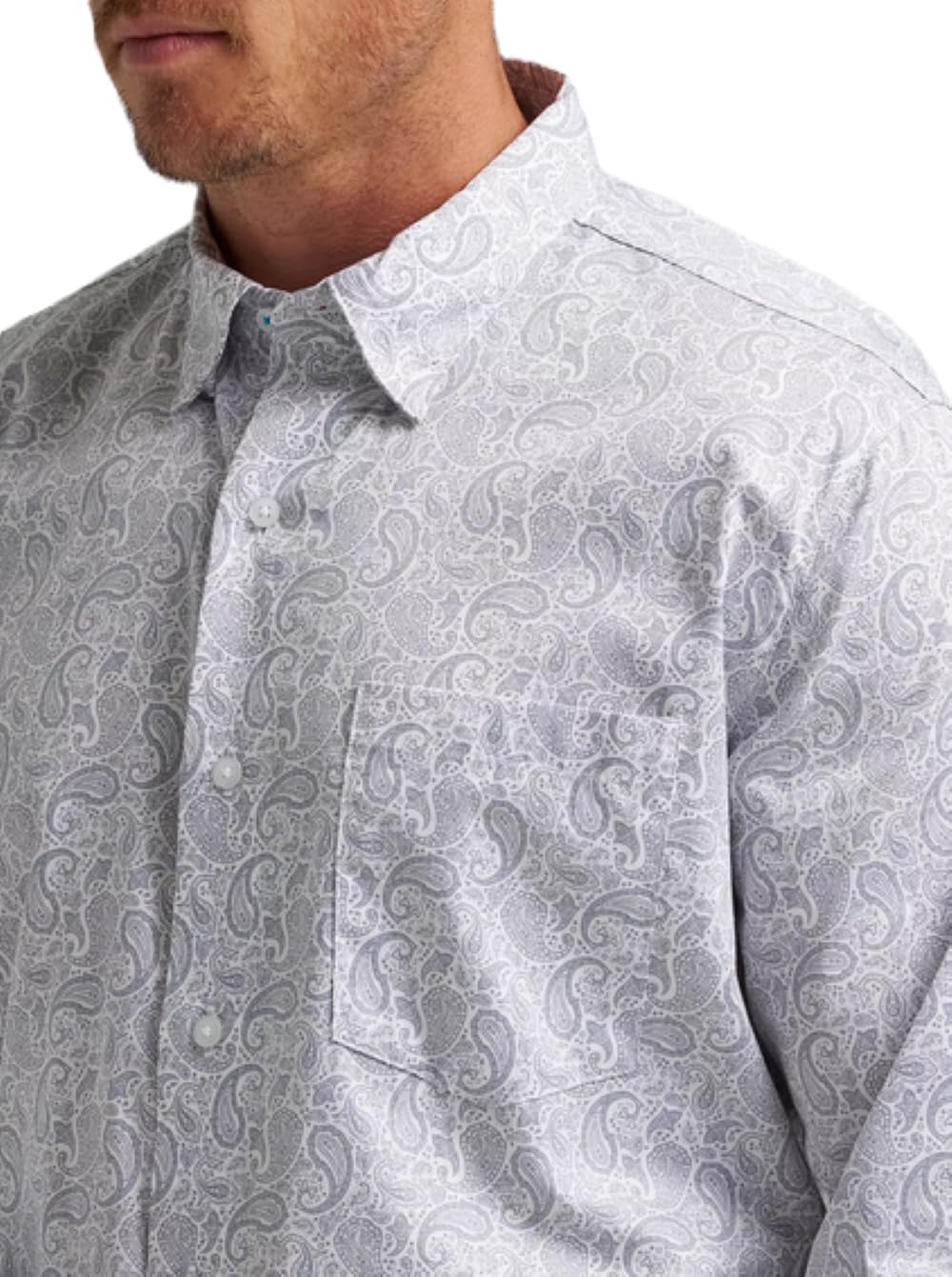 Wrangler Men's Cody Johnson One Pocket Button Down Shirt Charcoal Paisley