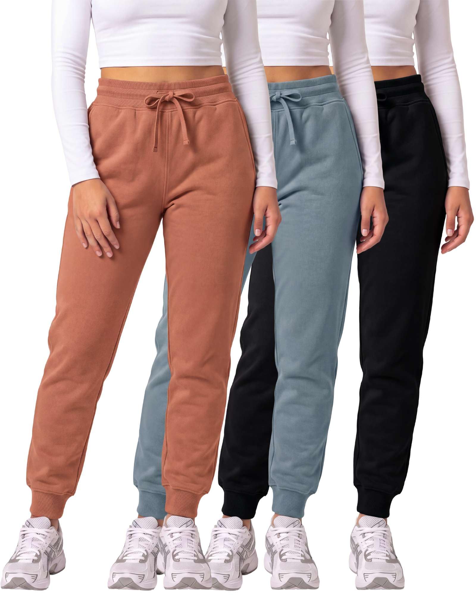 3 Pack Women's Fleece Joggers Sweatpants Lounge Pants Sweats Casual Pockets