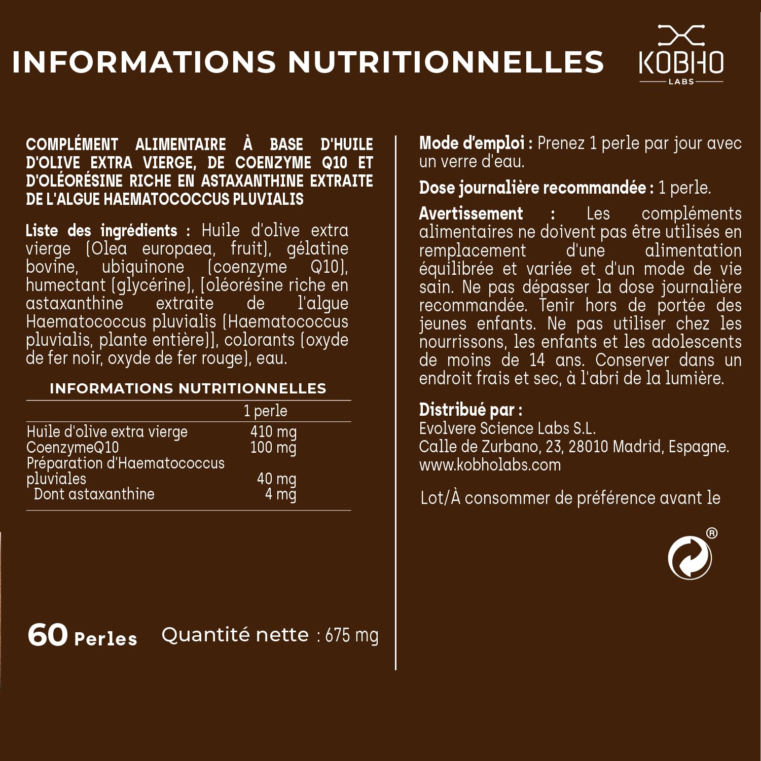 Astaxanthine Astapure® - Propriétés Antioxydantes Naturelles CoQ10 Huile D’olive Vierge Extra - Bienfaits pour la Peau, la Vue et le Cœur