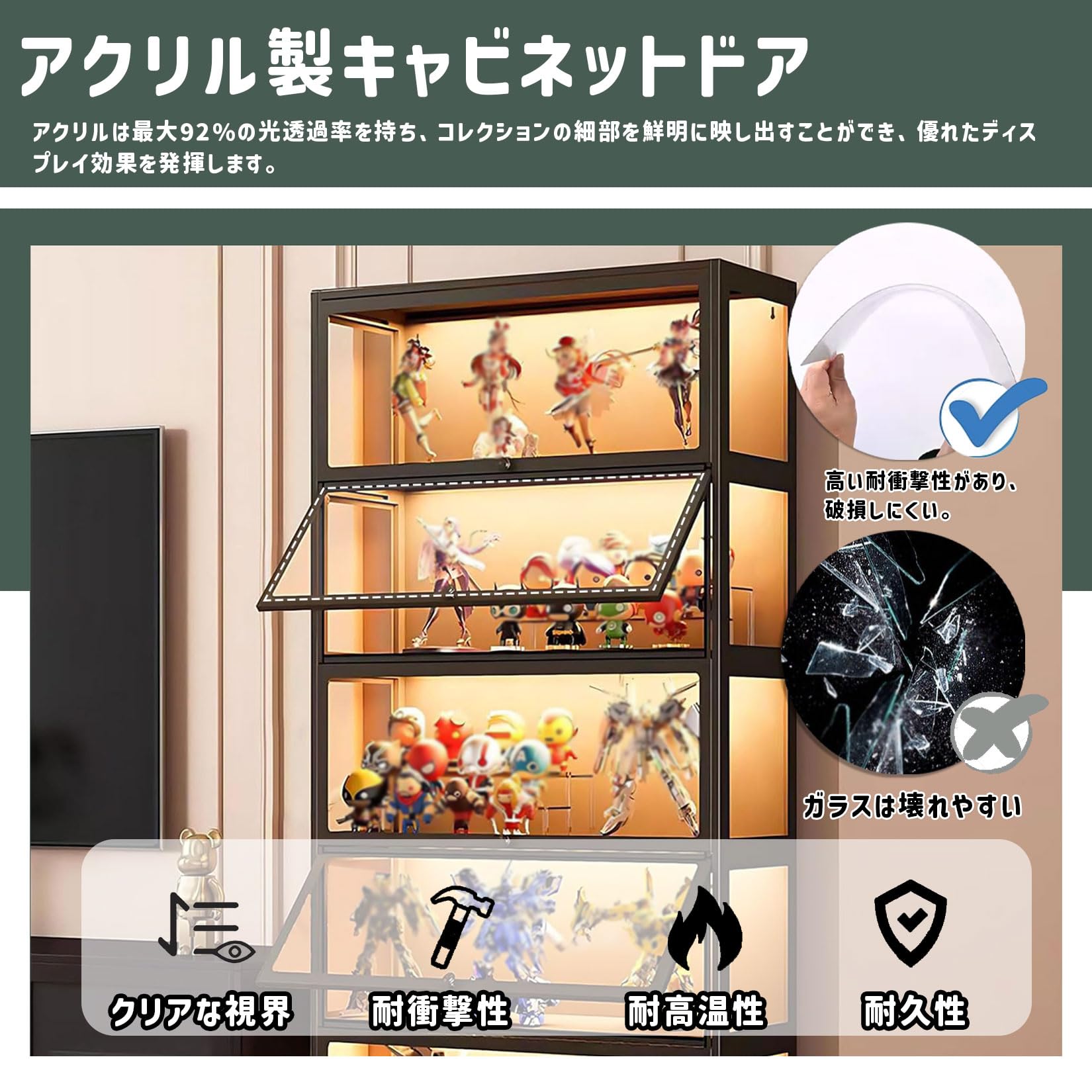 Amazon.co.jp: yurstcggh アクスタケース コレクションラック ブラウン