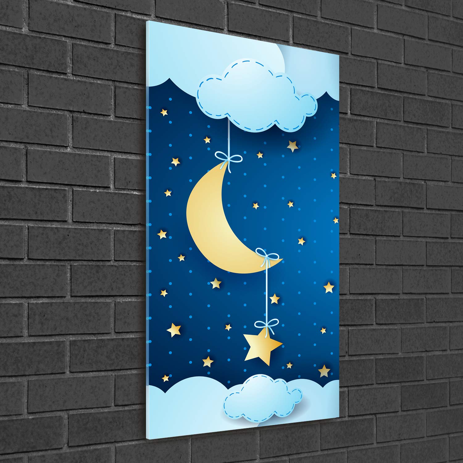 Tulup Impression sur Verre de 50x100 cm Image Tableau Photo décorative panoramique pour la Cuisine et Le Salon - Pépinière - Nuit - Bleu