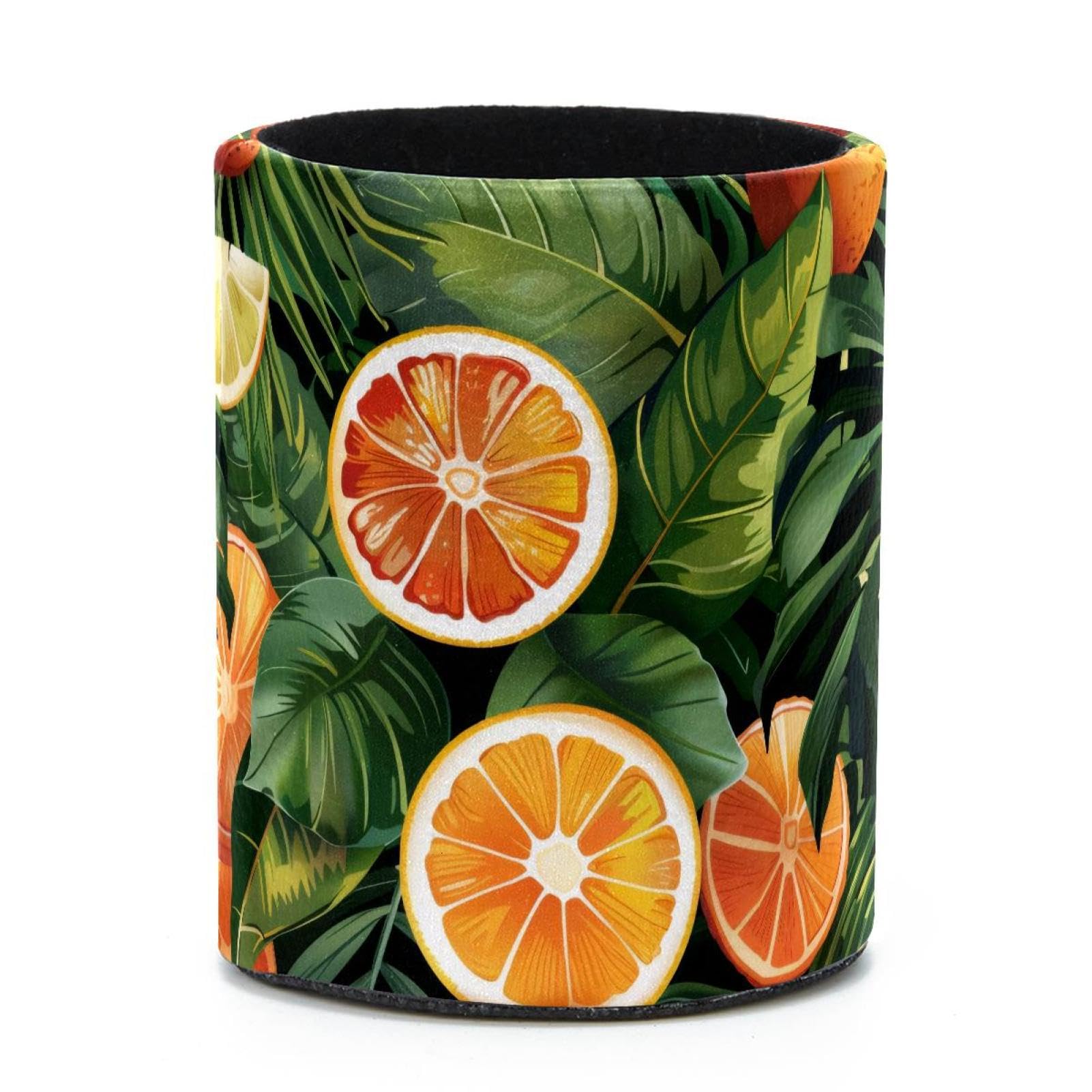 VAPOKF Round Pencil Holders for Desk, Artistic Leaves Pen Holders Pen Pot Makeup Brushes Storage Desktop Stationery Supplies Organiser for Home Office