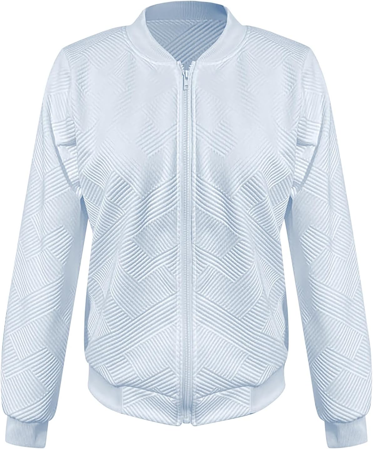 Fleece Jackets for Women Lightweight Full Zip Bomber Jacket Soft Long Sleeve Zip Up Hoodies Crew Neck Sweatshirt
