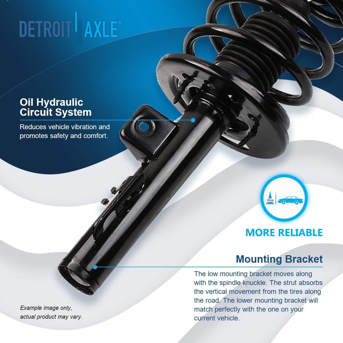 Detroit Axle - FWD Front Right Strut for Ford Taurus Mercury Sable 2008-2009, Passenger Side Strut w/Coil Spring Replacement Suspension Quick Install Ready Strut Shock Assembly