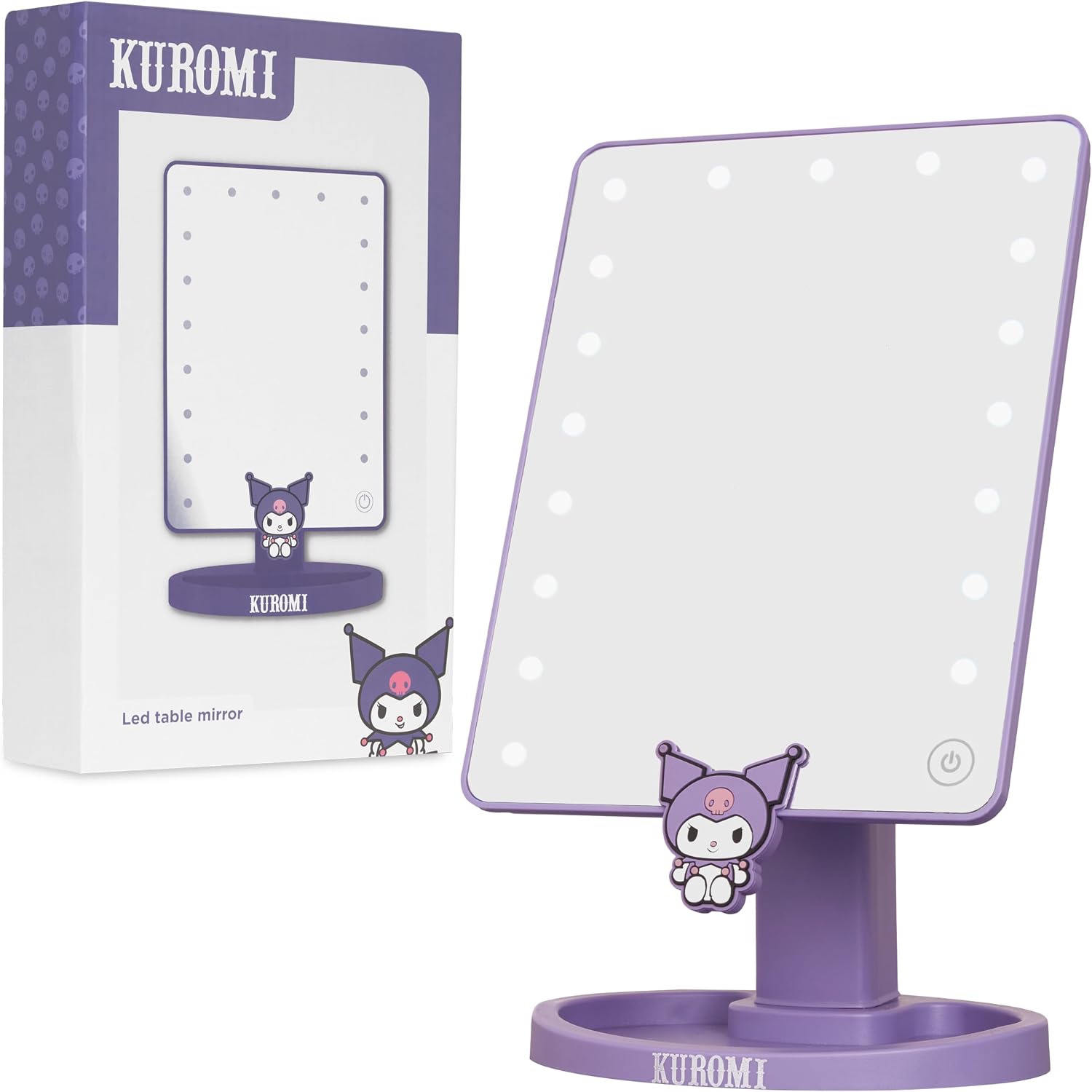 Get Trend Hello Kitty Kuromi Girls Vanity Makeup Mirror with Lights, Battery Operated Sanrio LED Travel & Desk Mirror with Trinket Tray, Gifts for Women, Teens, Girls (Purple Kuromi)