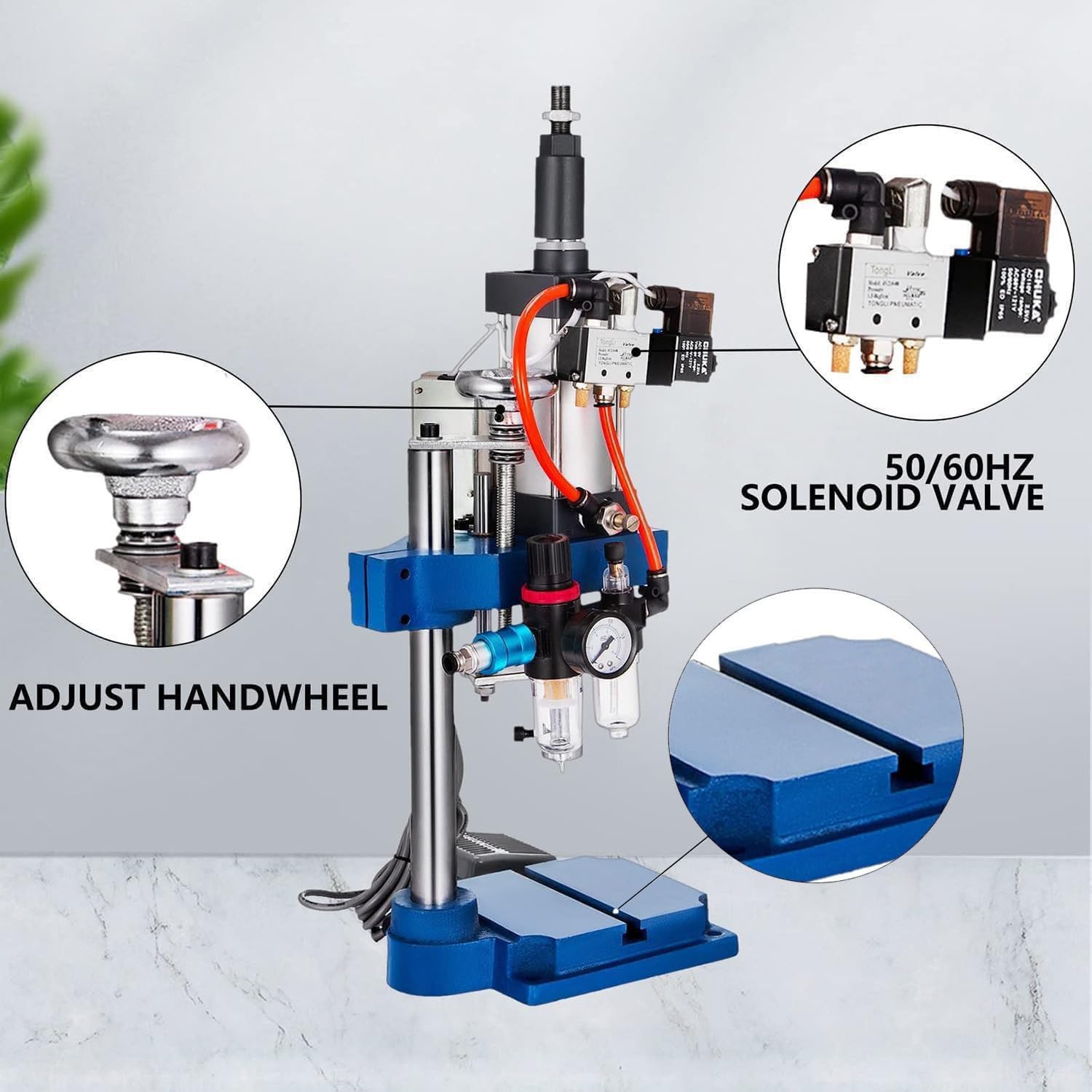 Máquina perforadora neumática de 300 kg, prensa perforadora vertical industrial resistente, carrera cilíndrica de 0,4 a 0,8 MPa, control de doble botón