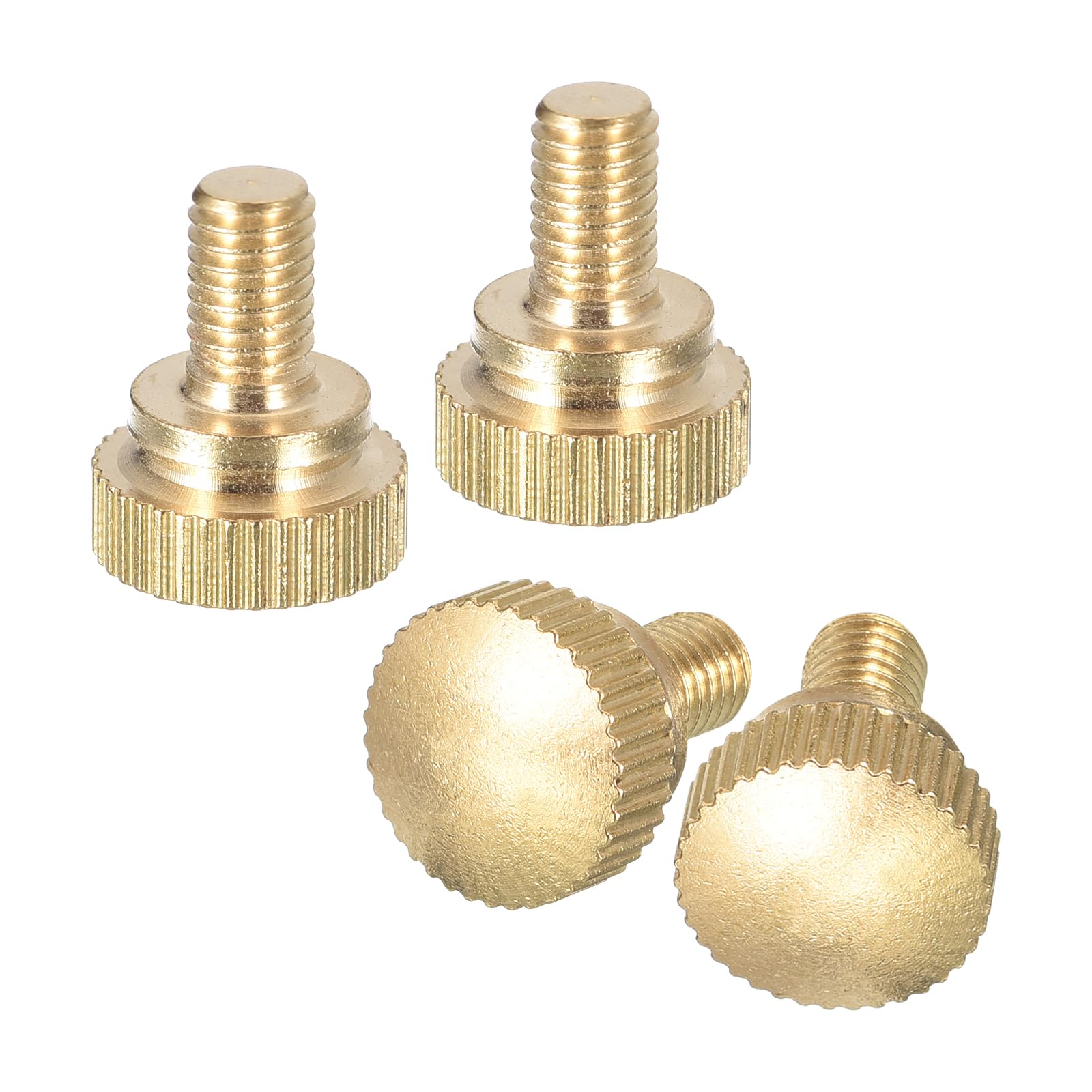 uxcell M5x8mm Knurled Thumb Screws, 4pcs Brass Knurled Thumb Screws Bolts with Shoulder Grip Knobs Fasteners, Brass Tone