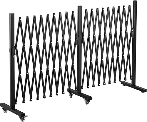 Miniatura 12 de TECSPACE Barricada de metal expandible industrial, tamaño de expansión 8.2 pies, amarillo y negro, Barricada de seguridad de acero duradero