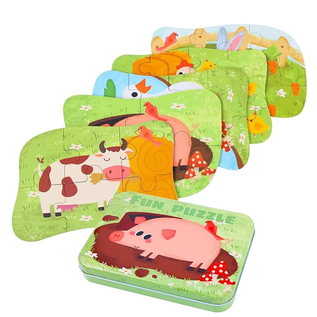 BBLIKE Rompecabezas de Madera Animales, 5 Puzzles Infantil Puzzle 3-5 años
