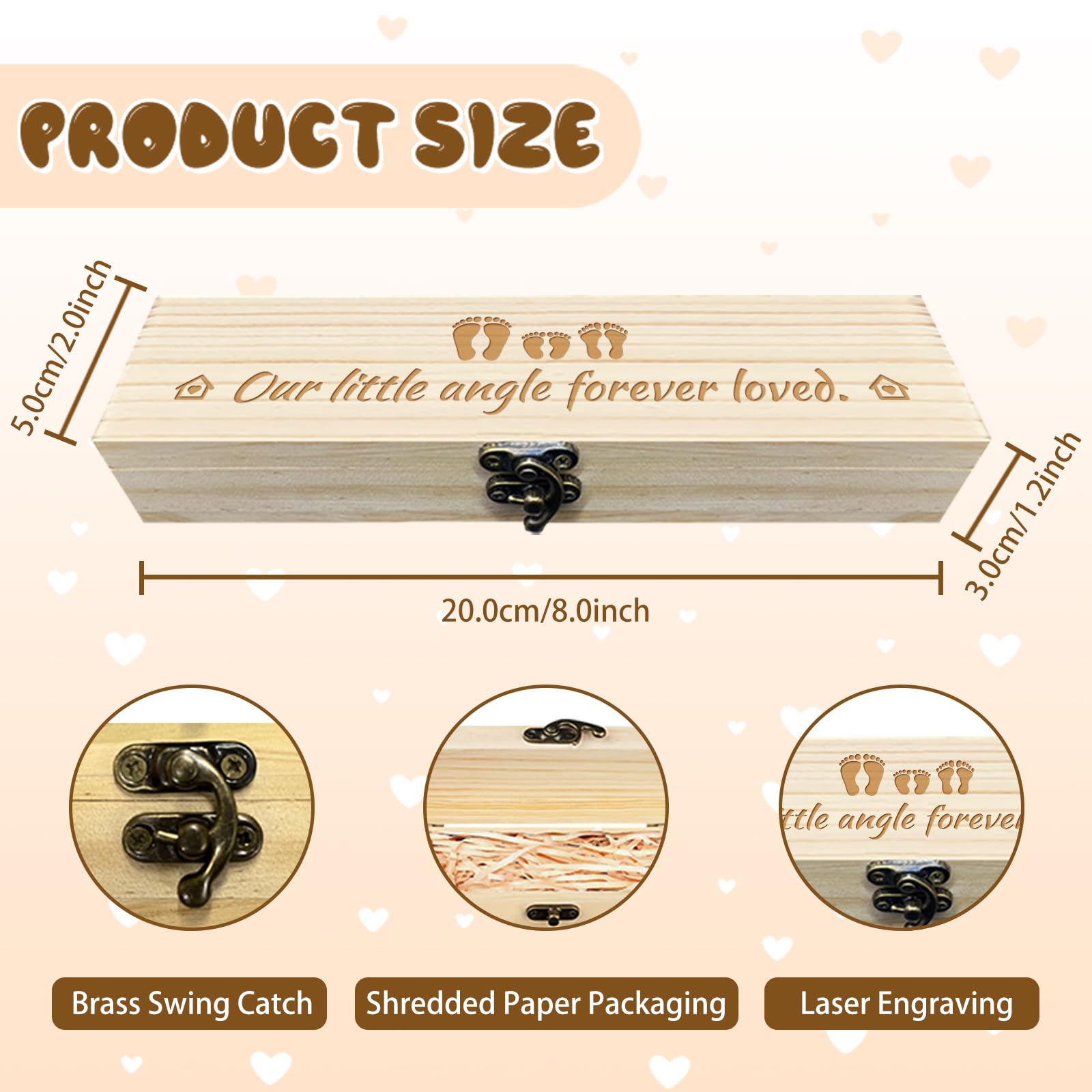 CHGCRAFT Piedi di famiglia Test di gravidanza Souvenir Box Scatola di legno annuncio di gravidanza Keepsake Box con nastro di rafia e blocco annuncio regali per papà marito, 8x2x1,2 pollici