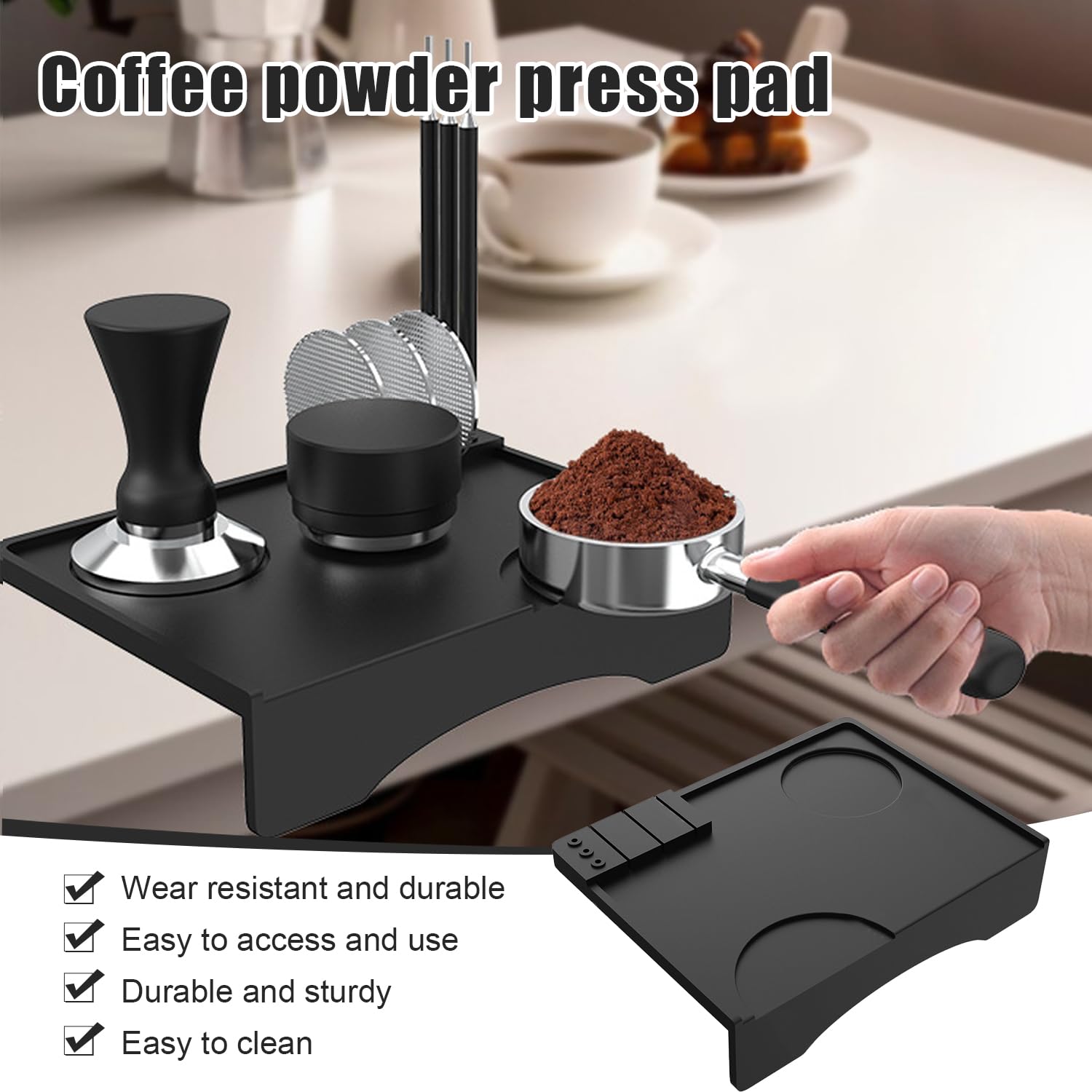 Tapis De Tassage Café En Silicone - Antidérapant, Protection Bordure 15x21cm