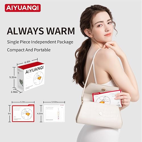 Miniatura 6 de Parches térmicos a base de hierbas, parches adhesivos de artemisa con aceite esencial, almohadilla portátil de terapia de calor para todo el cuerpo,