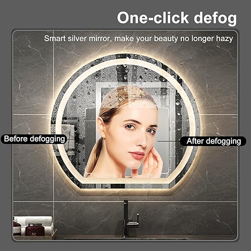 Miniatura 4 de Espejo de baño LED, espejo de baño con luces, espejo de tocador iluminado frontal, antivaho montado en la pared, regulable, brillo de memoria, luces