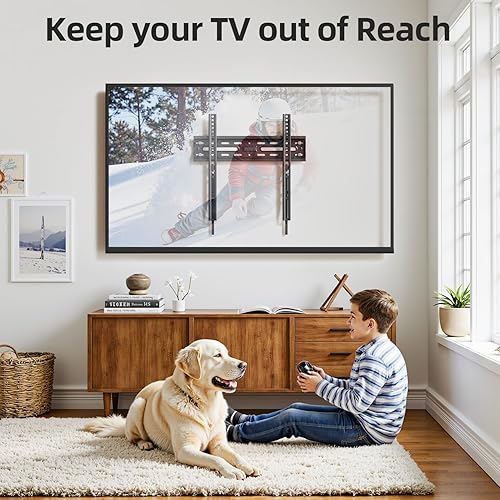 Miniatura 5 de USX STAR Soporte de pared fijo para TV para la mayoría de pantallas de 26 a 60 pulgadas, soporte de TV de perfil bajo con bloqueo de liberación