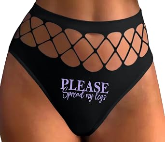 Knaughty Knickers Please Spread My Legs Begging Daddy Master Brat Little Black Fishnet Thong Adult Flirty Fun